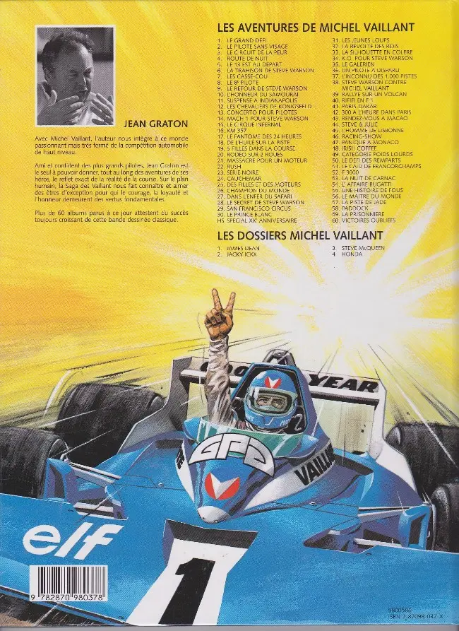 Verso de l'album Michel Vaillant Tome 11 Suspense à Indianapolis