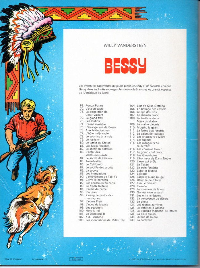 Verso de l'album Bessy Tome 69 Ponca, ponca