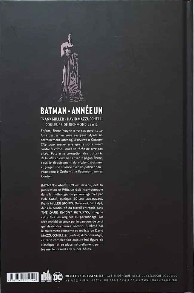 Verso de l'album Batman : Année un