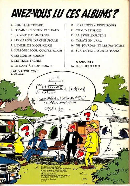 Verso de l'album Gil Jourdan Tome 15 Sur la piste d'un 33 tours