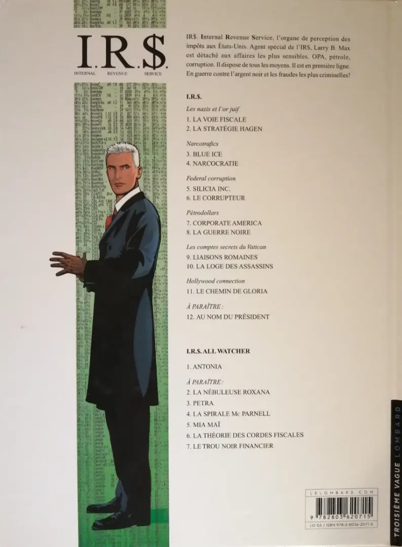 Verso de l'album I.R.$. Tome 7