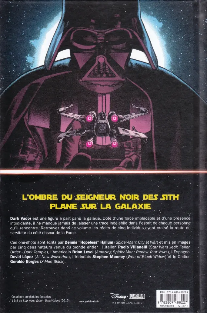 Verso de l'album Star Wars - Vador : Sombres visions