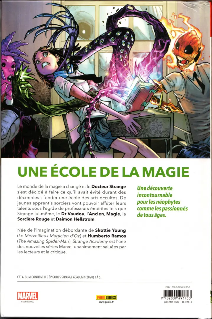 Verso de l'album Strange Academy 1 Première Promo