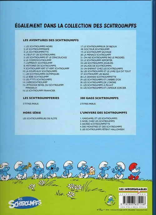 Verso de l'album Les Schtroumpfs Tome 28 La grande schtroumpfette