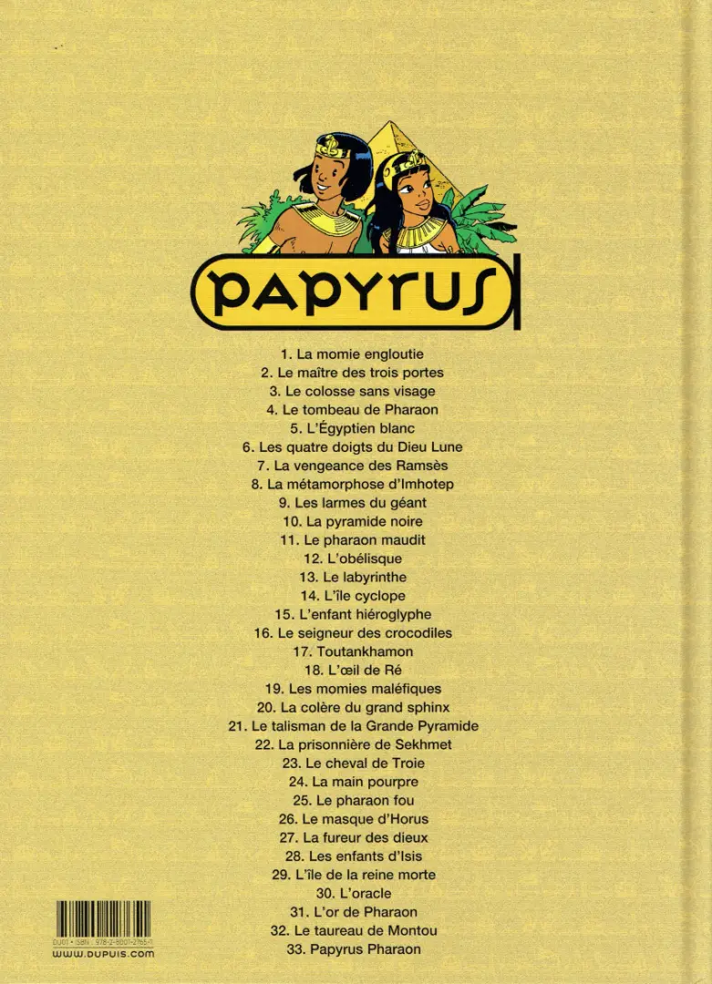 Verso de l'album Papyrus Tome 22 La prisonnière de Sekhmet
