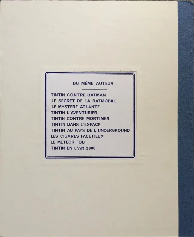 Verso de l'album Tintin Tintin contre Batman