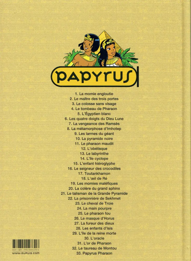 Verso de l'album Papyrus Tome 11 Le pharaon maudit