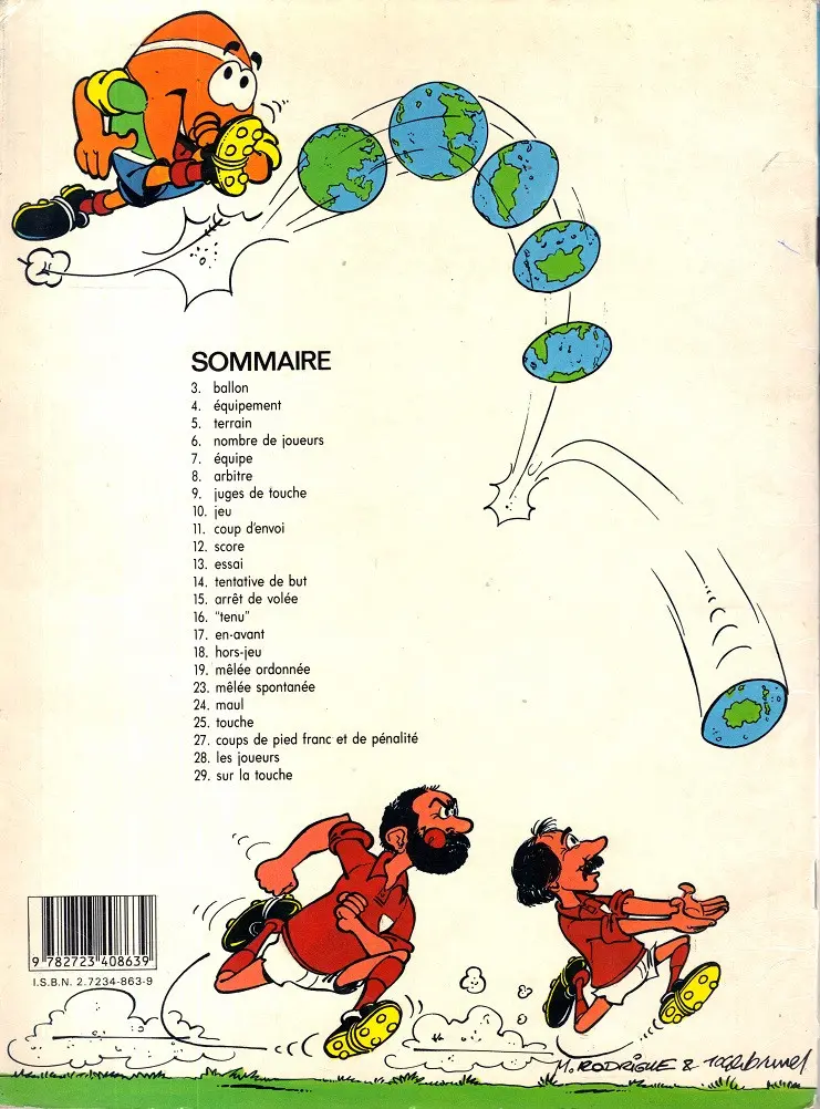 Verso de l'album Le rugby en BD.
