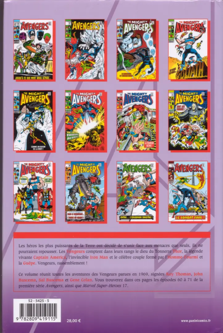 Verso de l'album The Avengers - L'intégrale Tome 6 1969