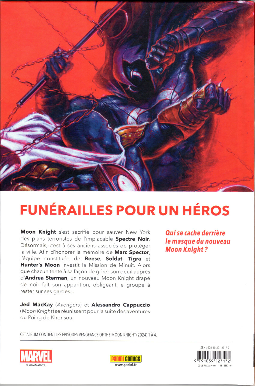 Verso de l'album La Vengeance de Moon Knight 1 Nouvelle Lune