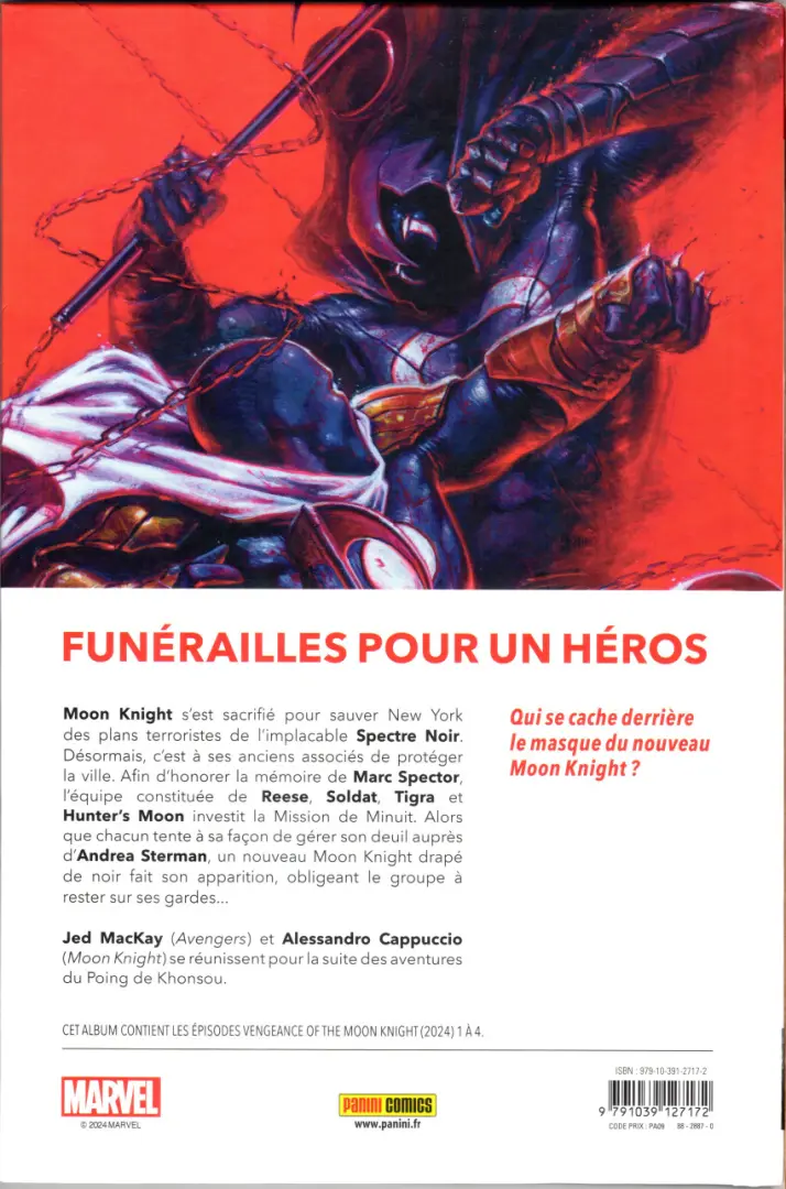 Verso de l'album La Vengeance de Moon Knight 1 Nouvelle Lune