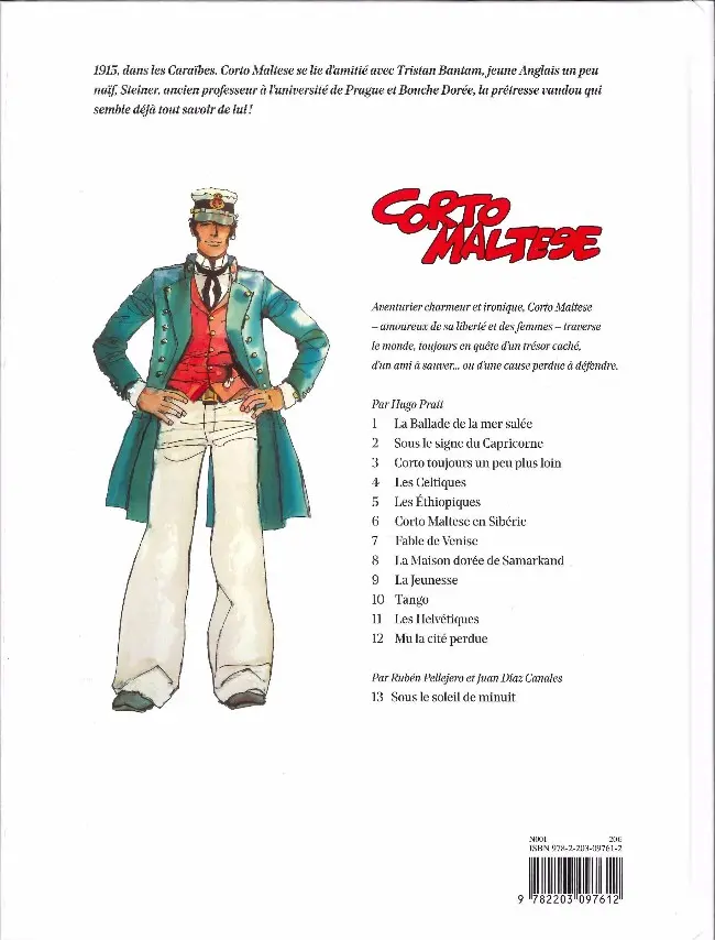 Verso de l'album Corto Maltese Tome 2 Sous le signe du Capricorne
