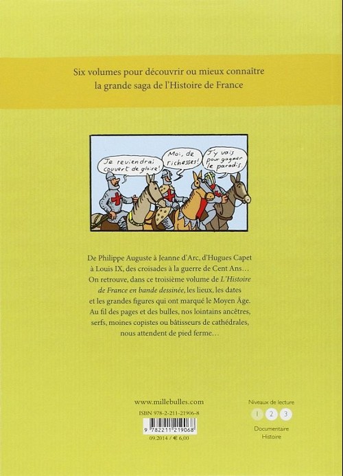 Verso de l'album L'Histoire de France en BD 3 Le Moyen-Âge !
