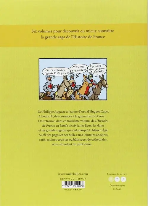Verso de l'album L'Histoire de France en BD 3 Le Moyen-Âge !