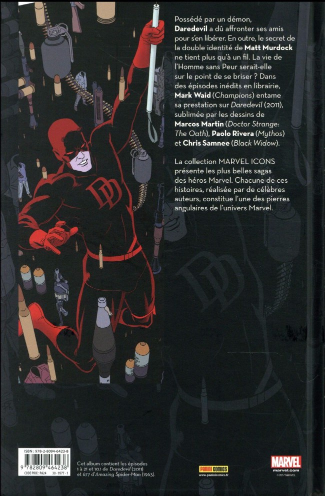 Verso de l'album Daredevil par Mark Waid Tome 1