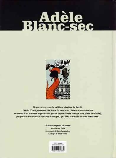 Verso de l'album Les Aventures Extraordinaires d'Adèle Blanc-Sec Tomes 4, 5 & 6