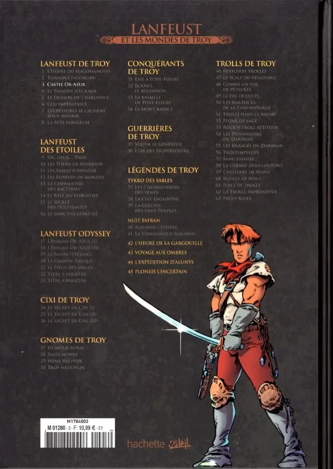 Verso de l'album Lanfeust et les mondes de Troy Tome 3 Lanfeust de Troy - Castel Or-Azur