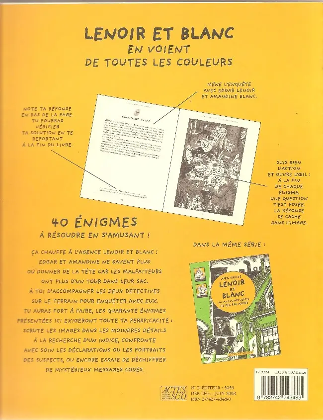 Verso de l'album Lenoir et Blanc Lenoir et Blanc en voient de toutes les couleurs
