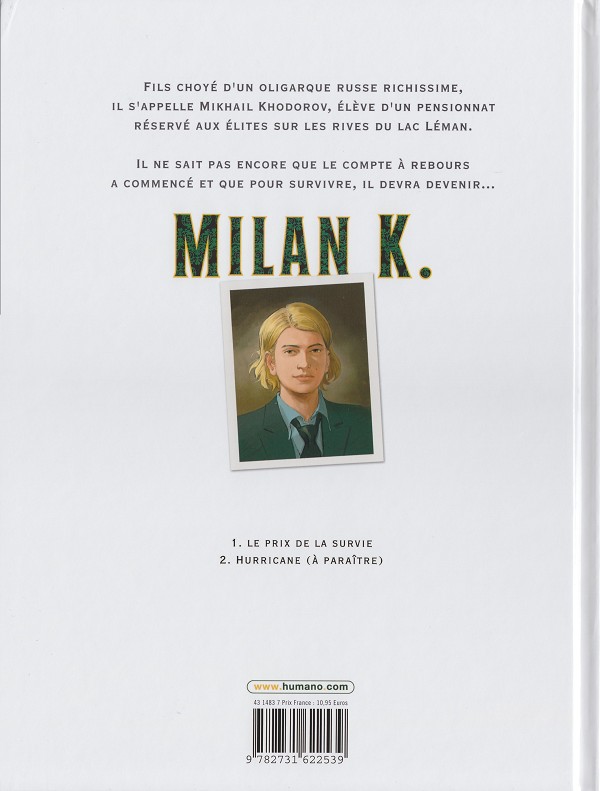 Verso de l'album Milan K. Tome 1 Le prix de la survie
