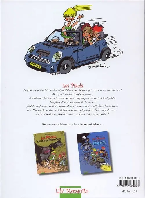 Verso de l'album Les Pixels Tome 3 Les Pixels et les mini dinosaures