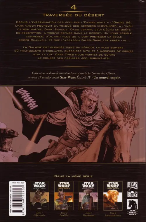 Verso de l'album Star Wars - Dark Times Tome 4 Traversée du désert