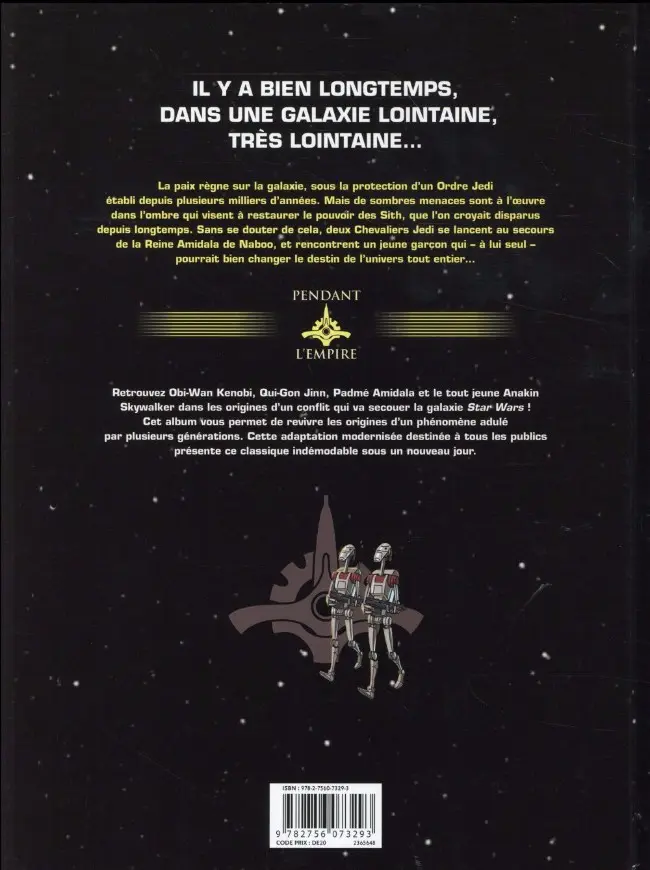 Verso de l'album Star Wars Tome 1 La Menace fantôme