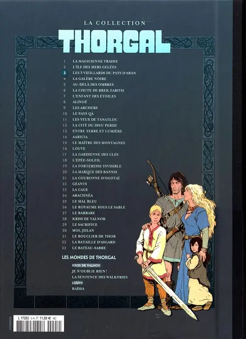Verso de l'album Thorgal La collection Tome 3 Les 3 vieillards du pays d'Aran