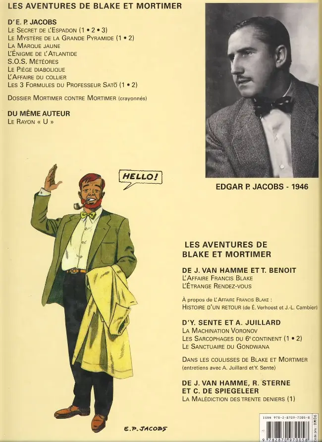 Verso de l'album Blake et Mortimer Tome 3 Le Secret de l'Espadon