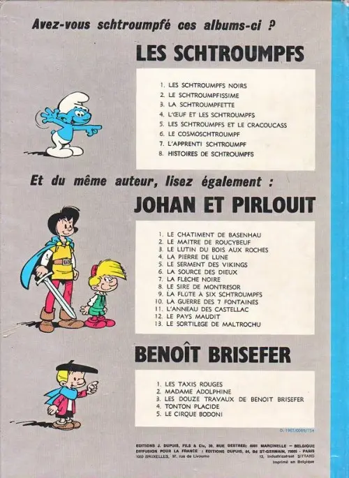 Verso de l'album Johan et Pirlouit Tome 10 La guerre des 7 fontaines