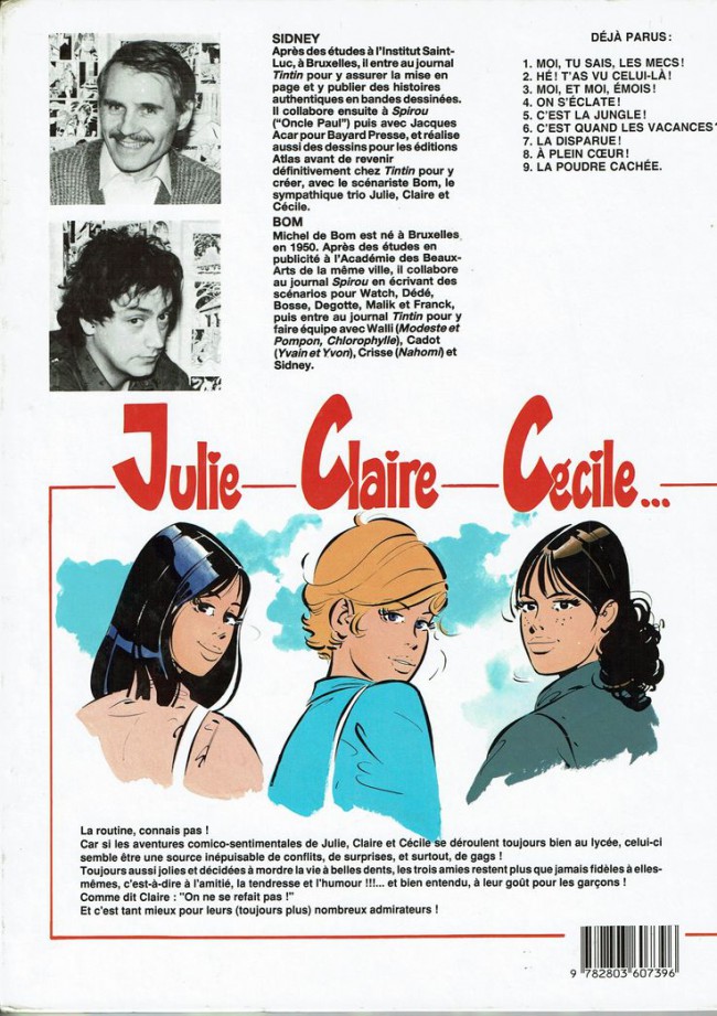Verso de l'album Julie, Claire, Cécile Tome 6 C'est quand les vacances ?