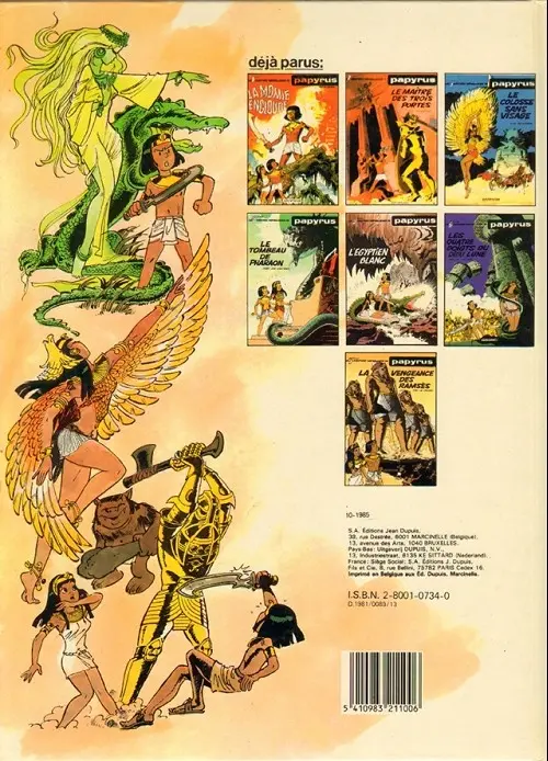 Verso de l'album Papyrus Tome 3 Le colosse sans visage