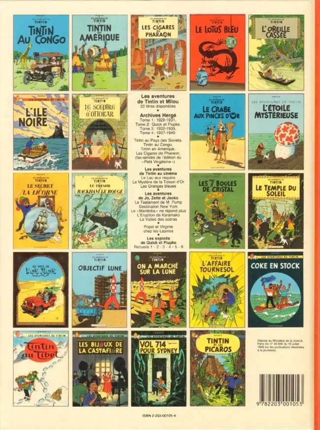 Verso de l'album Tintin Tome 6 L'oreille cassée