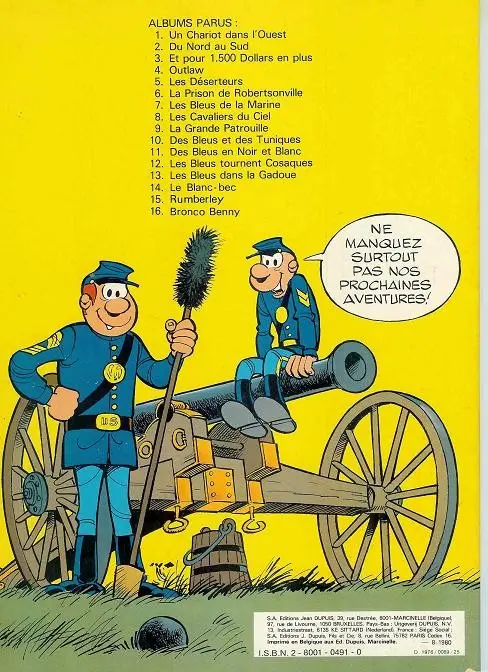 Verso de l'album Les Tuniques Bleues Tome 8 Les cavaliers du ciel