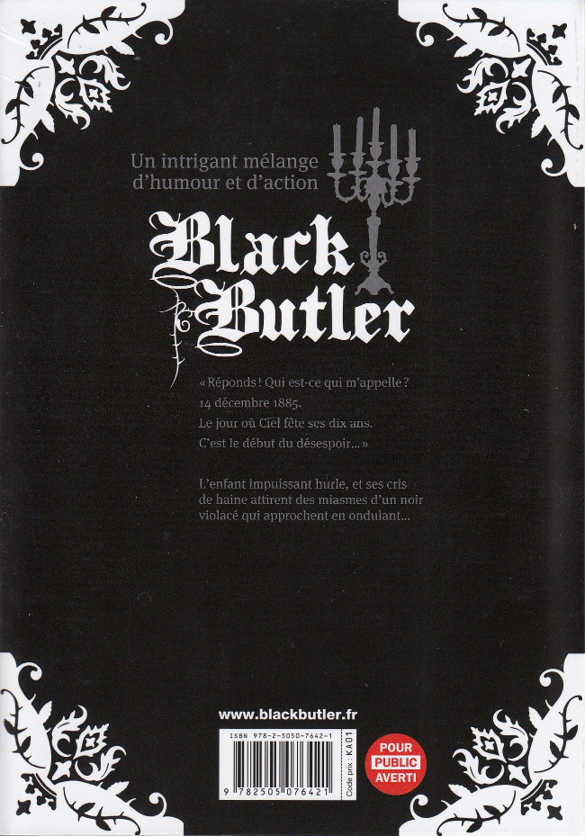 Verso de l'album Black Butler 27 Black Pâtissier