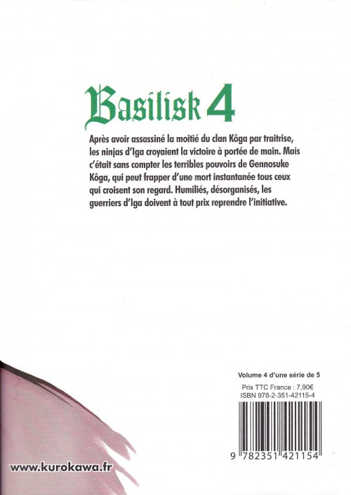 Verso de l'album Basilisk Tome 4