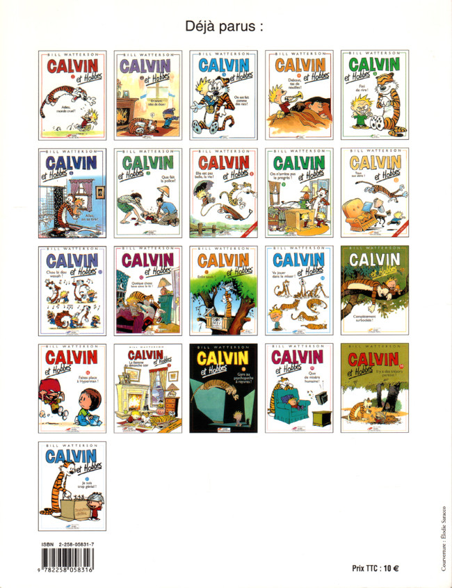 Verso de l'album Calvin et Hobbes Tome 22 Le monde est magique !