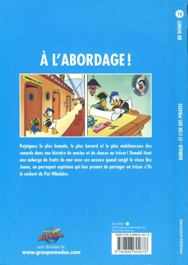 Verso de l'album BD Disney Tome 16 Donald et l'or des pirates