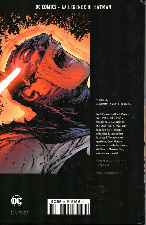 Verso de l'album DC Comics - La Légende de Batman Volume 45 Le batman, la mort et le temps