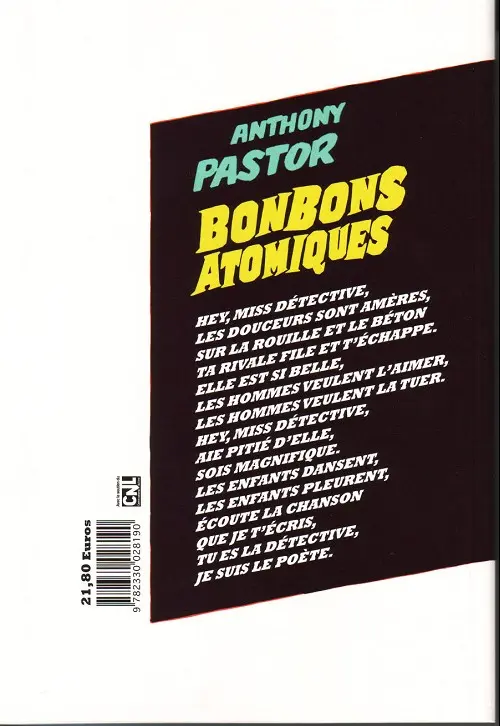 Verso de l'album Bonbons atomiques Une enquête de Sally Salinger