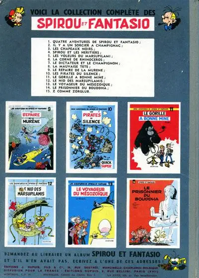 Verso de l'album Spirou et Fantasio Tome 15 Z comme Zorglub