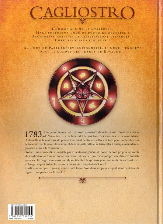 Verso de l'album Cagliostro Tome 1 Pacte avec le Diable