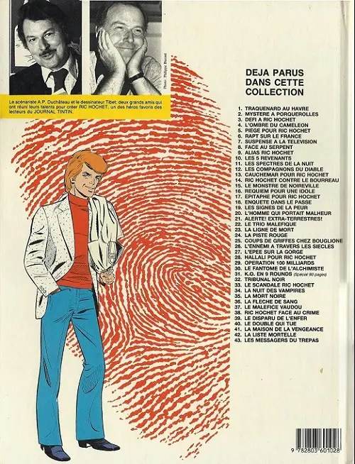 Verso de l'album Ric Hochet Tome 33 Le scandale Ric Hochet