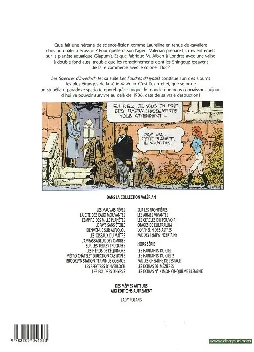 Verso de l'album Valérian Tome 11 Les Spectres d'Inverloch