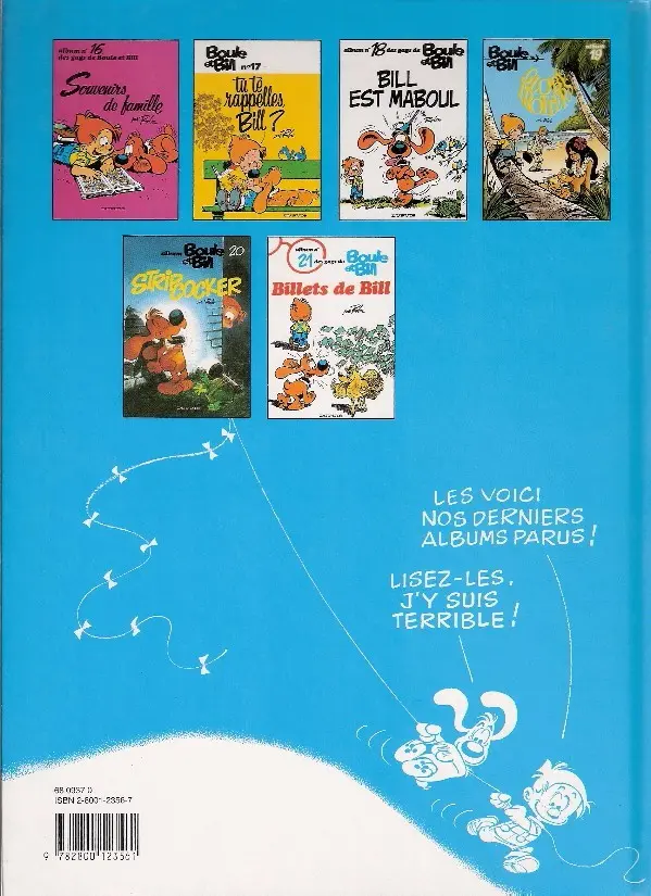 Verso de l'album Boule & Bill Tome 16 Souvenirs de famille