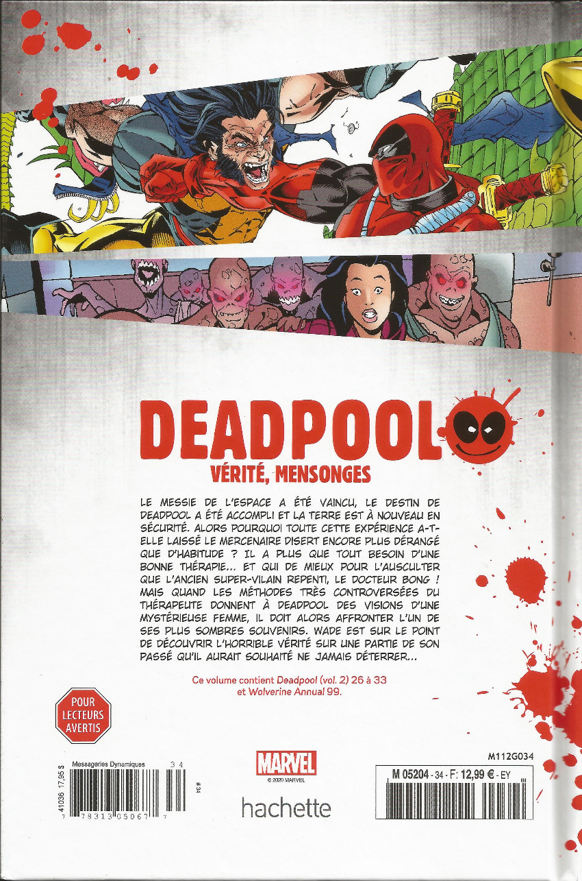 Verso de l'album Deadpool - La collection qui tue Tome 34 Vérité, Mensonges