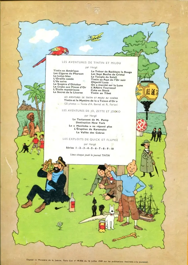 Verso de l'album Tintin Tome 13 Les 7 boules de cristal