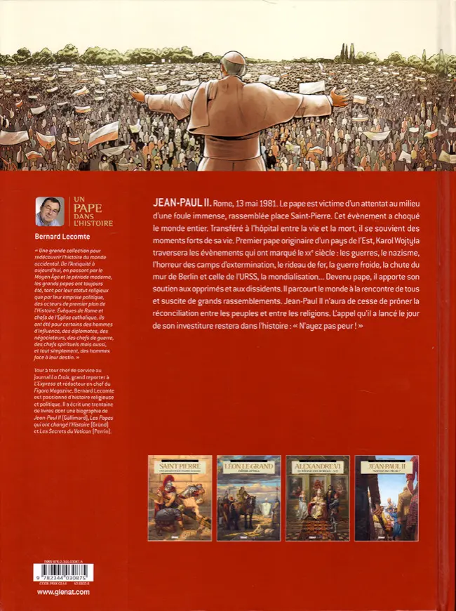 Verso de l'album Un pape dans l'histoire Tome 3 Jean-Paul II - N'ayez pas peur !