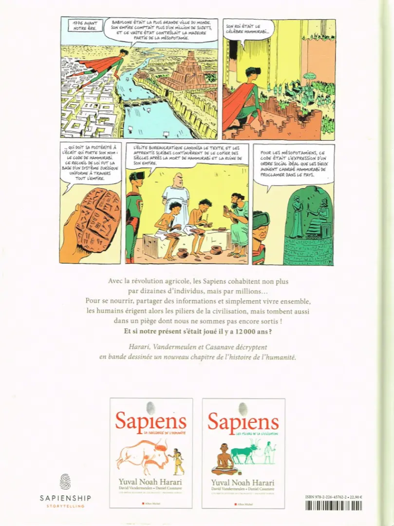 Verso de l'album Sapiens 2 Les piliers de la civilisation