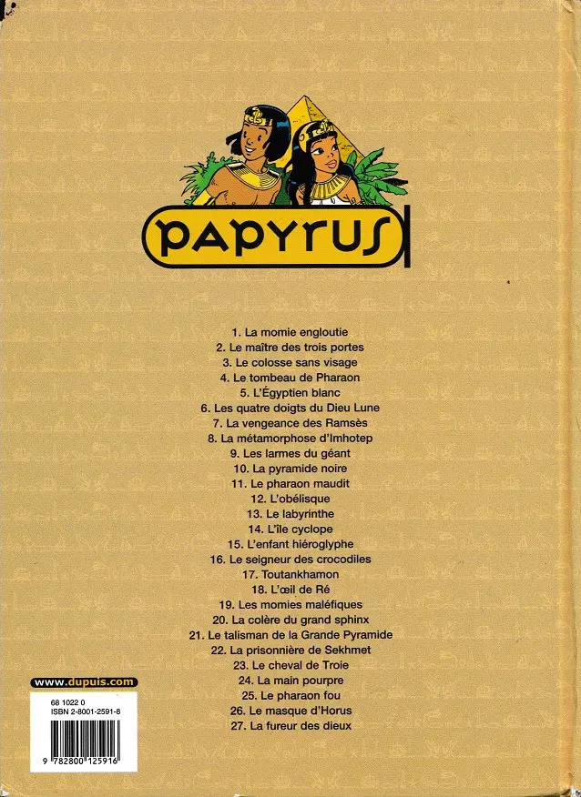 Verso de l'album Papyrus Tome 21 Le talisman de la grande pyramide
