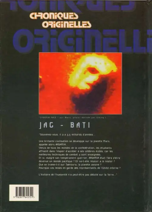 Verso de l'album Chroniques originelles Tome 1 Les écoles d'Arsamia